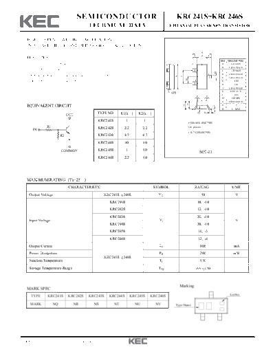 KEC krc241s 6s  . Electronic Components Datasheets Active components Transistors KEC krc241s_6s.pdf