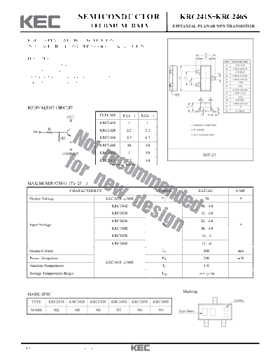 KEC krc242s  . Electronic Components Datasheets Active components Transistors KEC krc242s.pdf