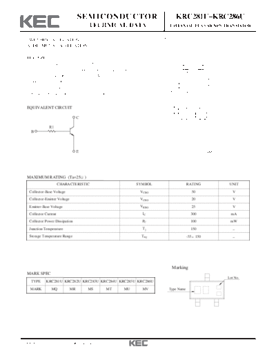 KEC krc281u-286u  . Electronic Components Datasheets Active components Transistors KEC krc281u-286u.pdf