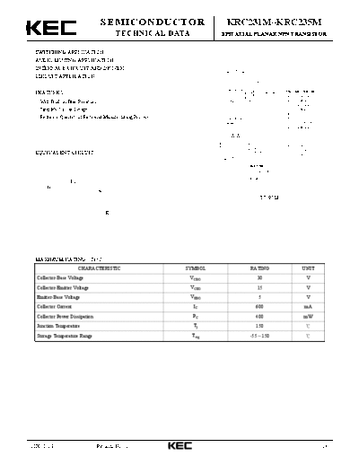 KEC krc231 5m  . Electronic Components Datasheets Active components Transistors KEC krc231_5m.pdf