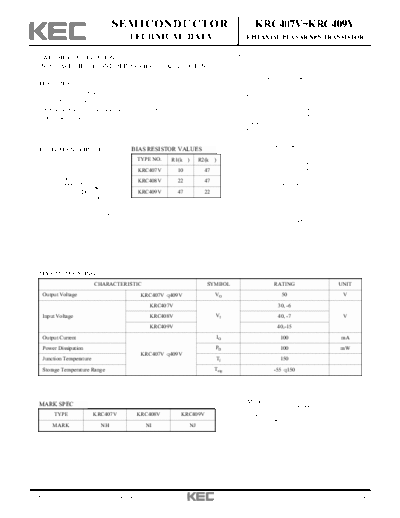 . Electronic Components Datasheets krc407v 5F409v  . Electronic Components Datasheets Active components Transistors KEC krc407v_5F409v.pdf