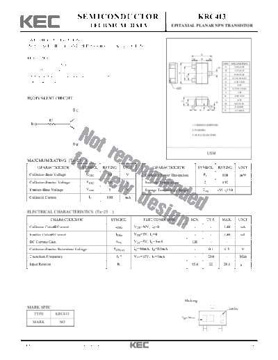 KEC krc413  . Electronic Components Datasheets Active components Transistors KEC krc413.pdf