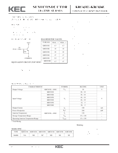 KEC krc651e 656e  . Electronic Components Datasheets Active components Transistors KEC krc651e_656e.pdf