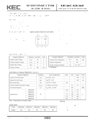 KEC krc660e 664e  . Electronic Components Datasheets Active components Transistors KEC krc660e_664e.pdf