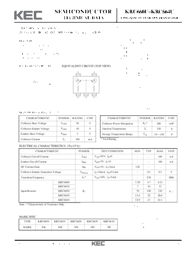 KEC krc660u 664u  . Electronic Components Datasheets Active components Transistors KEC krc660u_664u.pdf
