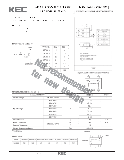 KEC krc668u  . Electronic Components Datasheets Active components Transistors KEC krc668u.pdf