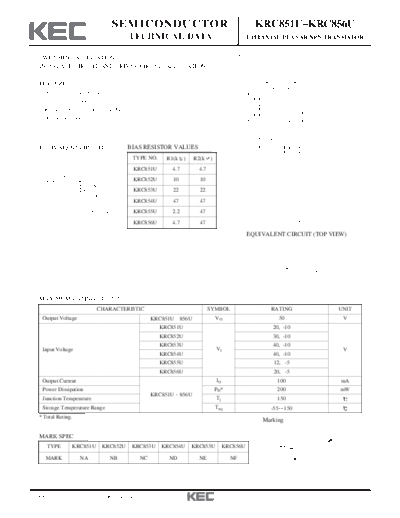 KEC krc851 6u  . Electronic Components Datasheets Active components Transistors KEC krc851_6u.pdf