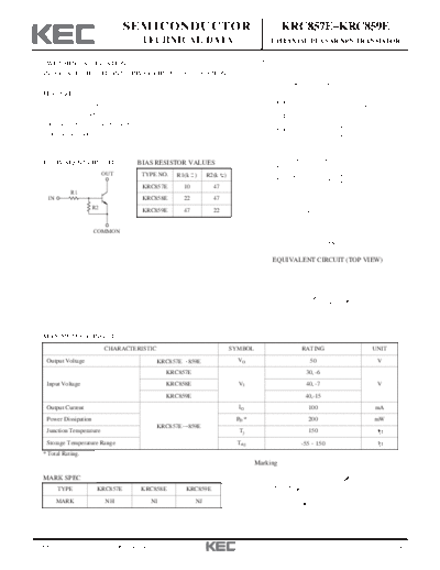 KEC krc857e 859e  . Electronic Components Datasheets Active components Transistors KEC krc857e_859e.pdf