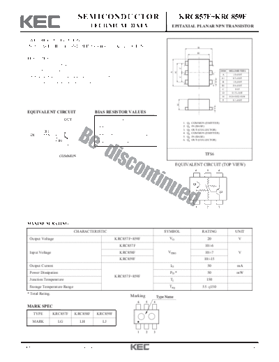 KEC krc857f-859f  . Electronic Components Datasheets Active components Transistors KEC krc857f-859f.pdf