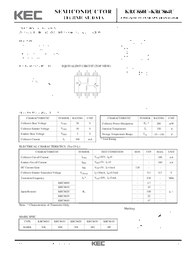 KEC krc860 4u  . Electronic Components Datasheets Active components Transistors KEC krc860_4u.pdf