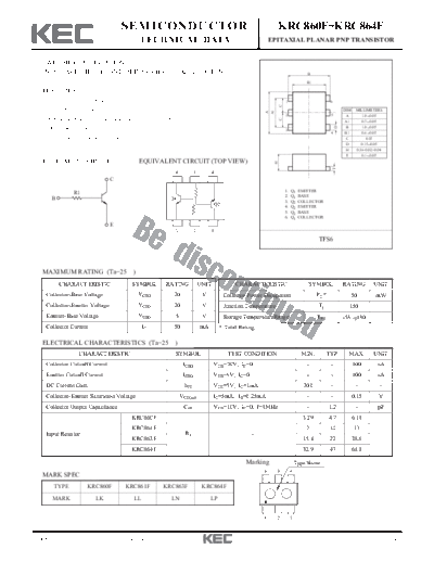 KEC krc860f-864f  . Electronic Components Datasheets Active components Transistors KEC krc860f-864f.pdf