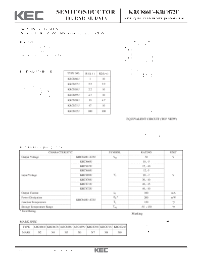 . Electronic Components Datasheets krc866 72u  . Electronic Components Datasheets Active components Transistors KEC krc866_72u.pdf