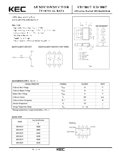 KEC krc881t 886t  . Electronic Components Datasheets Active components Transistors KEC krc881t_886t.pdf