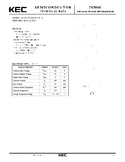 . Electronic Components Datasheets 2n3904v  . Electronic Components Datasheets Active components Transistors KEC 2n3904v.pdf