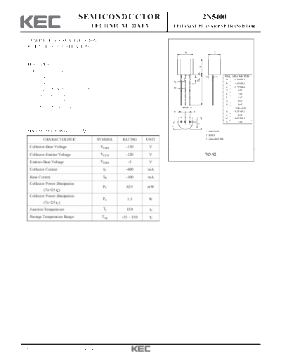 KEC 2n5400  . Electronic Components Datasheets Active components Transistors KEC 2n5400.pdf