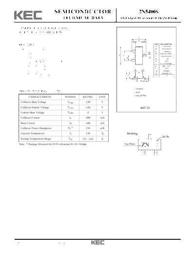 KEC 2n5400s  . Electronic Components Datasheets Active components Transistors KEC 2n5400s.pdf