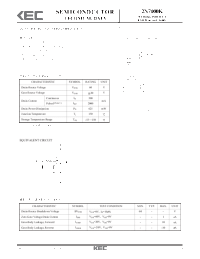 KEC 2n7000k  . Electronic Components Datasheets Active components Transistors KEC 2n7000k.pdf