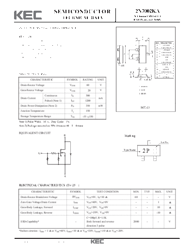 KEC 2n7002ka  . Electronic Components Datasheets Active components Transistors KEC 2n7002ka.pdf