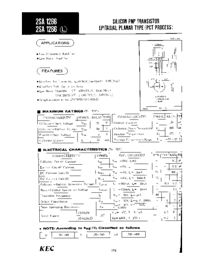 KEC 2sa1266  . Electronic Components Datasheets Active components Transistors KEC 2sa1266.pdf