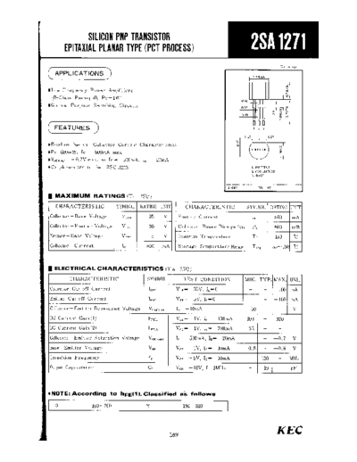 KEC 2sa1271  . Electronic Components Datasheets Active components Transistors KEC 2sa1271.pdf