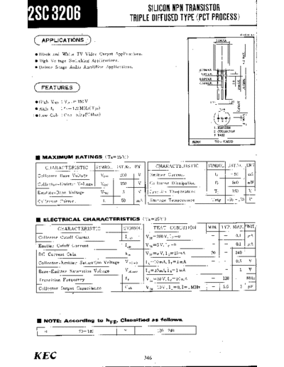 KEC 2sc3206  . Electronic Components Datasheets Active components Transistors KEC 2sc3206.pdf