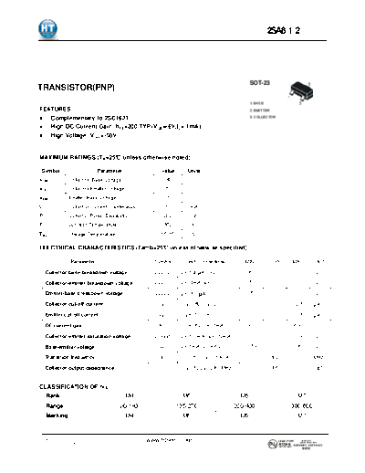 HT Semiconductor 2sa812  . Electronic Components Datasheets Active components Transistors HT Semiconductor 2sa812.pdf