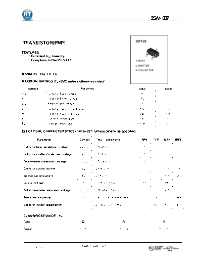. Electronic Components Datasheets 2sa1037  . Electronic Components Datasheets Active components Transistors HT Semiconductor 2sa1037.pdf