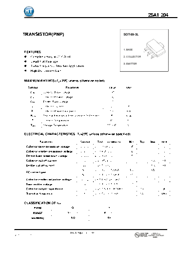 HT Semiconductor 2sa1204  . Electronic Components Datasheets Active components Transistors HT Semiconductor 2sa1204.pdf