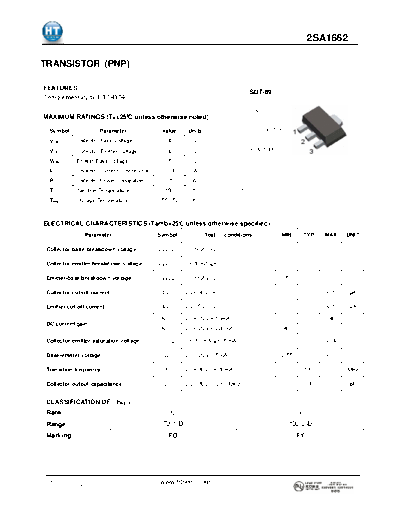 HT Semiconductor 2sa1662  . Electronic Components Datasheets Active components Transistors HT Semiconductor 2sa1662.pdf