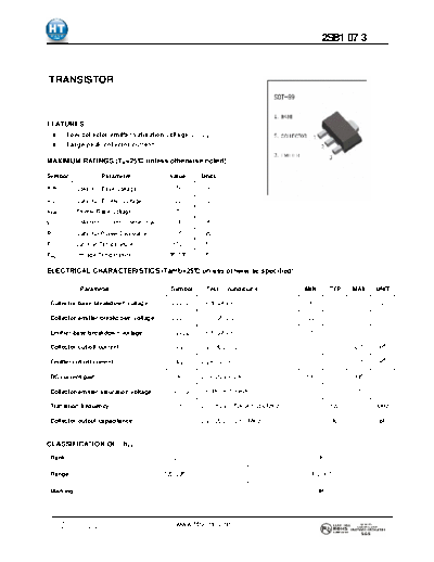 HT Semiconductor 2sb1073  . Electronic Components Datasheets Active components Transistors HT Semiconductor 2sb1073.pdf