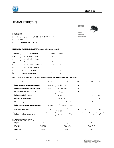 HT Semiconductor 2sb1197  . Electronic Components Datasheets Active components Transistors HT Semiconductor 2sb1197.pdf