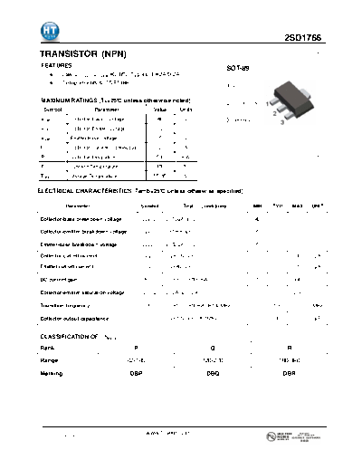 HT Semiconductor 2sd1766  . Electronic Components Datasheets Active components Transistors HT Semiconductor 2sd1766.pdf