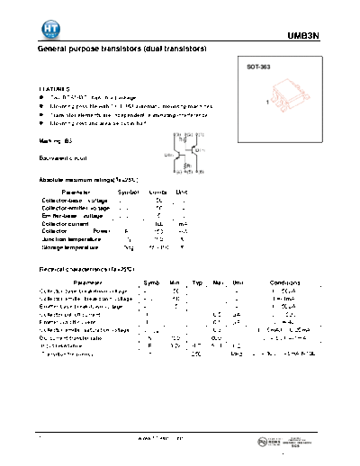 HT Semiconductor umb3n  . Electronic Components Datasheets Active components Transistors HT Semiconductor umb3n.pdf