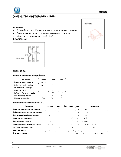 HT Semiconductor umd6n  . Electronic Components Datasheets Active components Transistors HT Semiconductor umd6n.pdf