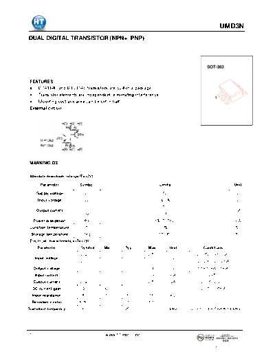 HT Semiconductor umd3n  . Electronic Components Datasheets Active components Transistors HT Semiconductor umd3n.pdf