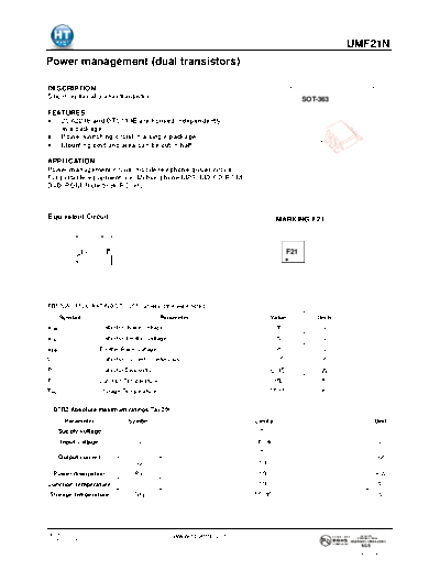 . Electronic Components Datasheets umf21n  . Electronic Components Datasheets Active components Transistors HT Semiconductor umf21n.pdf