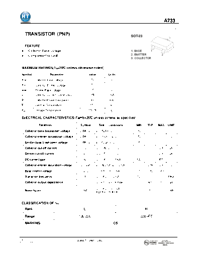 HT Semiconductor a733  . Electronic Components Datasheets Active components Transistors HT Semiconductor a733.pdf