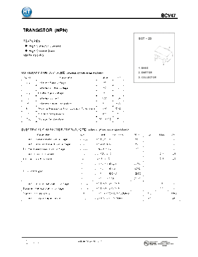 HT Semiconductor bcv47  . Electronic Components Datasheets Active components Transistors HT Semiconductor bcv47.pdf