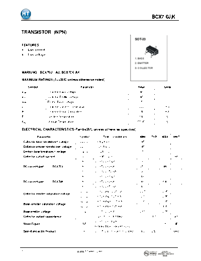 HT Semiconductor bcx70j  . Electronic Components Datasheets Active components Transistors HT Semiconductor bcx70j.pdf