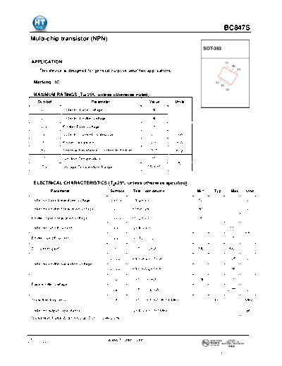 HT Semiconductor bc847s  . Electronic Components Datasheets Active components Transistors HT Semiconductor bc847s.pdf