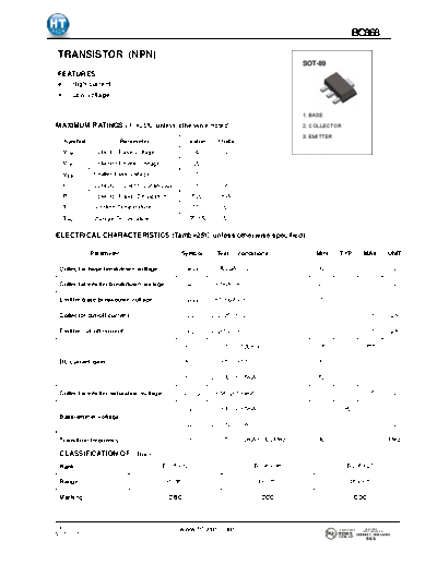 HT Semiconductor bc868  . Electronic Components Datasheets Active components Transistors HT Semiconductor bc868.pdf