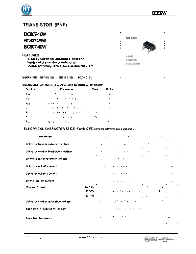 HT Semiconductor bc807w  . Electronic Components Datasheets Active components Transistors HT Semiconductor bc807w.pdf