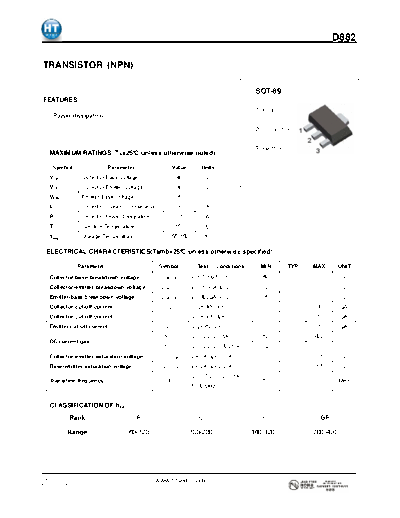 HT Semiconductor d882  . Electronic Components Datasheets Active components Transistors HT Semiconductor d882.pdf