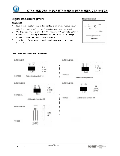 HT Semiconductor dta114eca  . Electronic Components Datasheets Active components Transistors HT Semiconductor dta114eca.pdf