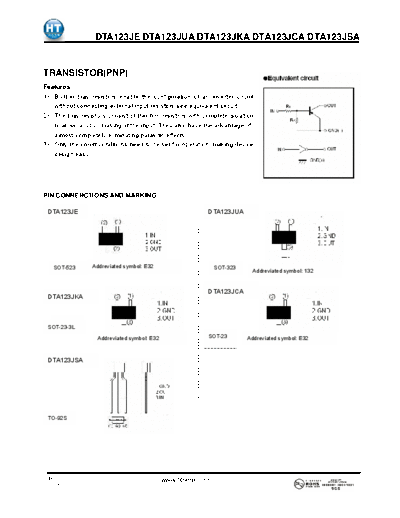 HT Semiconductor dta123jca  . Electronic Components Datasheets Active components Transistors HT Semiconductor dta123jca.pdf