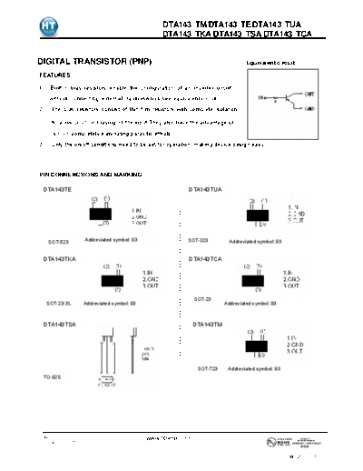 HT Semiconductor dta143tca  . Electronic Components Datasheets Active components Transistors HT Semiconductor dta143tca.pdf