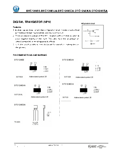 HT Semiconductor dtc124eca  . Electronic Components Datasheets Active components Transistors HT Semiconductor dtc124eca.pdf