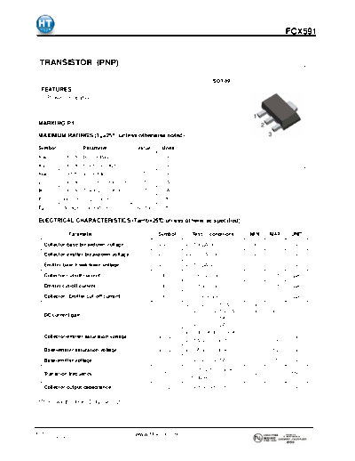 HT Semiconductor fcx591  . Electronic Components Datasheets Active components Transistors HT Semiconductor fcx591.pdf