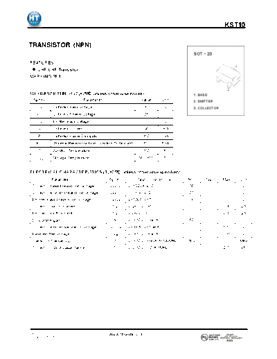 . Electronic Components Datasheets kst10  . Electronic Components Datasheets Active components Transistors HT Semiconductor kst10.pdf