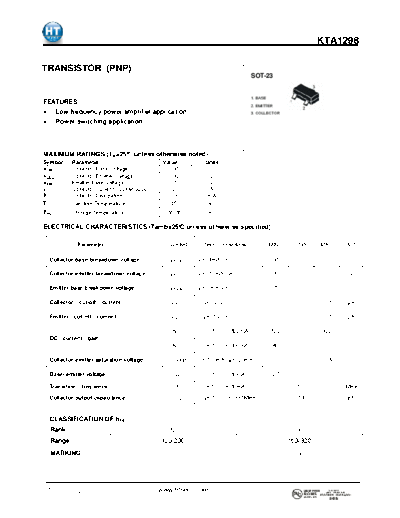 HT Semiconductor kta1298  . Electronic Components Datasheets Active components Transistors HT Semiconductor kta1298.pdf